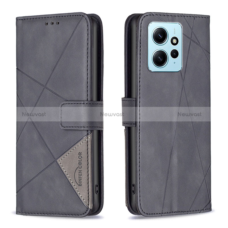 Leather Case Stands Flip Cover Holder B08F for Xiaomi Redmi Note 12 4G