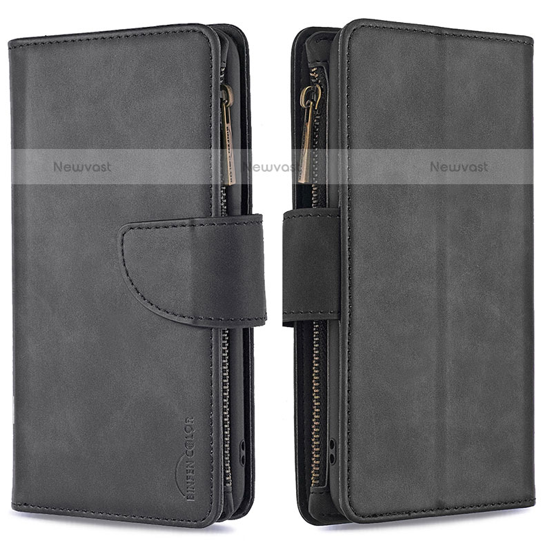 Leather Case Stands Flip Cover Holder B09F for Samsung Galaxy A20 Black