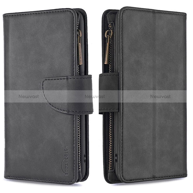 Leather Case Stands Flip Cover Holder B09F for Samsung Galaxy A50 Black