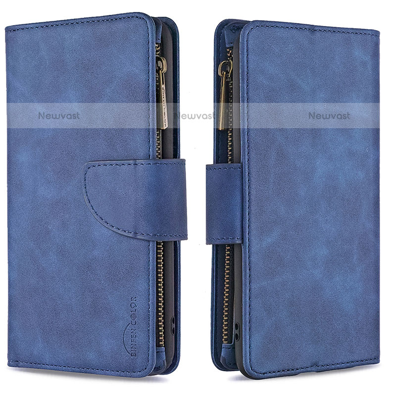 Leather Case Stands Flip Cover Holder B09F for Samsung Galaxy M10 Blue