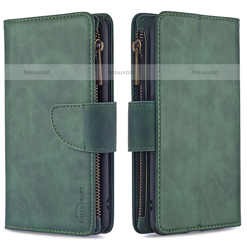 Leather Case Stands Flip Cover Holder B09F for Samsung Galaxy M10 Green