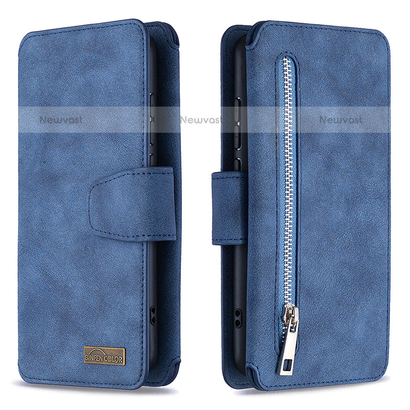 Leather Case Stands Flip Cover Holder B09F for Samsung Galaxy M11 Blue