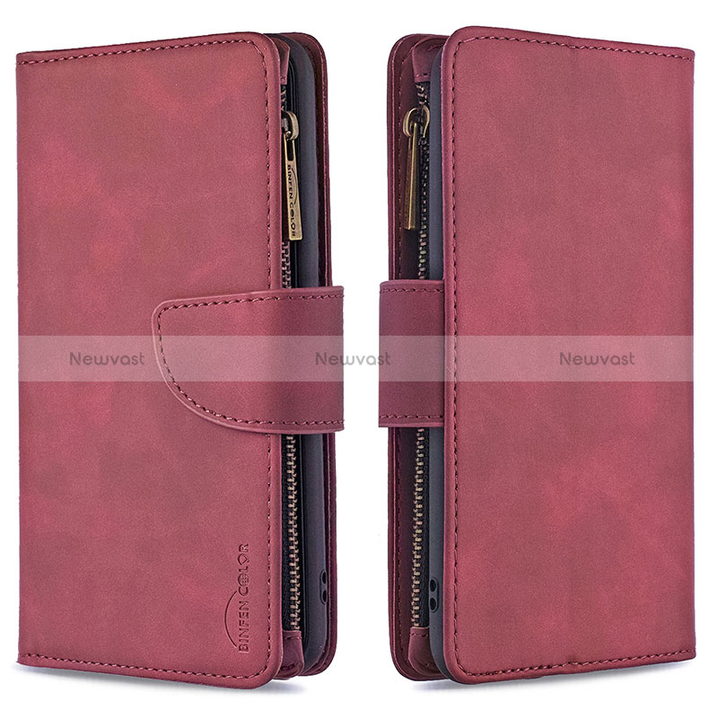 Leather Case Stands Flip Cover Holder B09F for Samsung Galaxy M40S Red