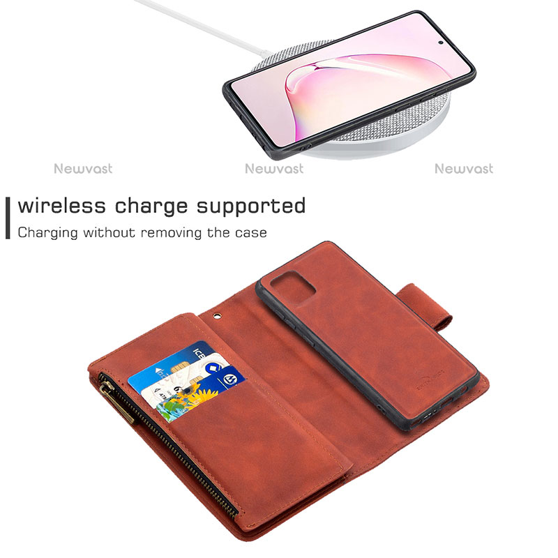 Leather Case Stands Flip Cover Holder B09F for Samsung Galaxy Note 10 Lite