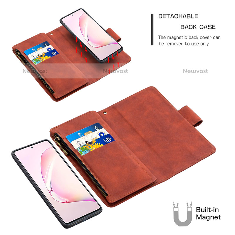 Leather Case Stands Flip Cover Holder B09F for Samsung Galaxy Note 10 Lite