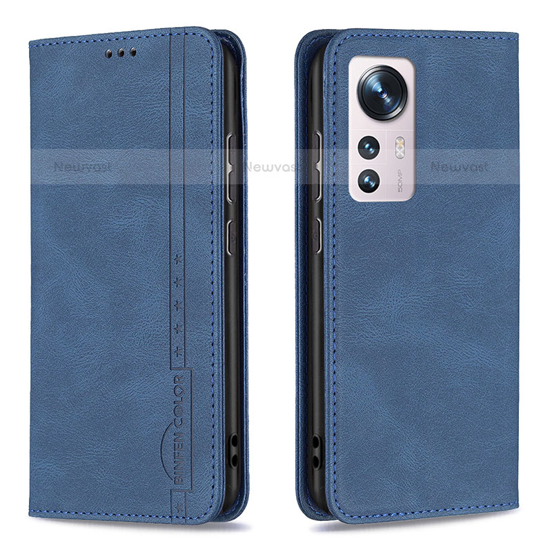 Leather Case Stands Flip Cover Holder B09F for Xiaomi Mi 12S 5G Blue