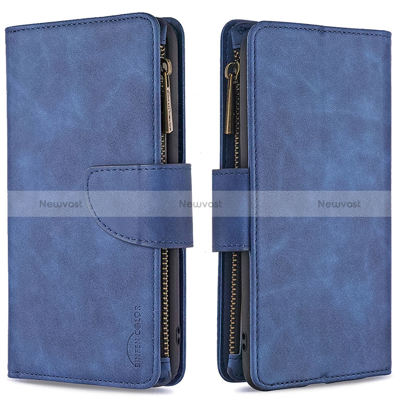 Leather Case Stands Flip Cover Holder B09F for Xiaomi Poco M3 Blue