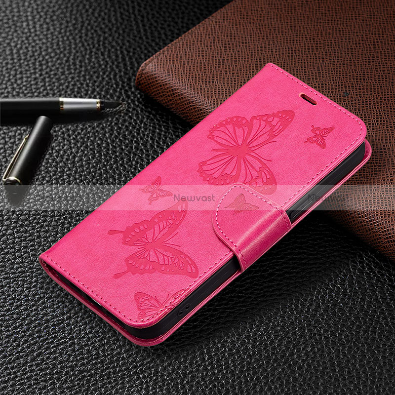 Leather Case Stands Flip Cover Holder B09F for Xiaomi Redmi Note 13 5G Hot Pink