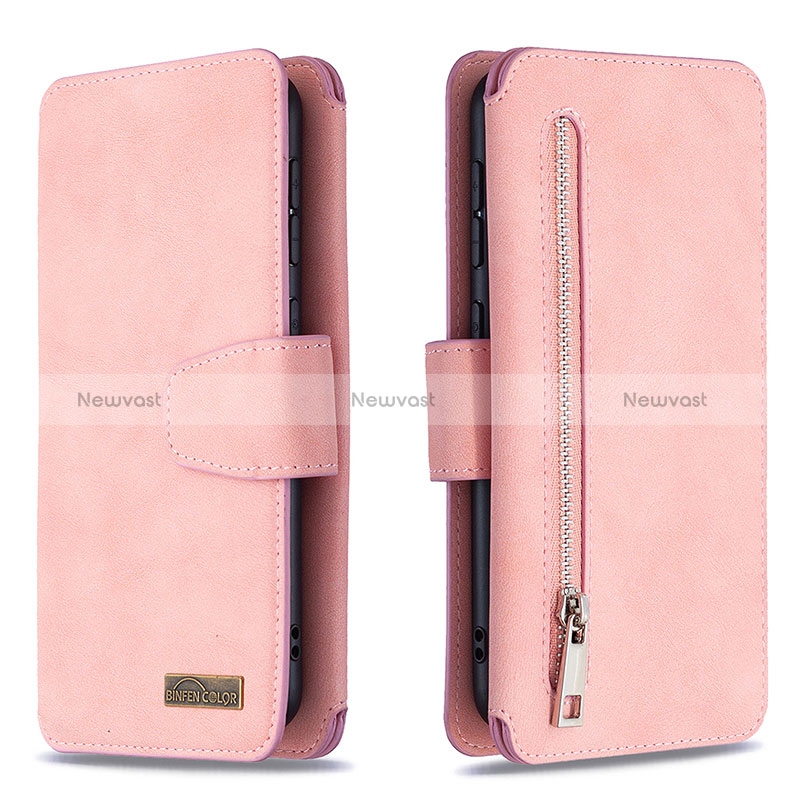 Leather Case Stands Flip Cover Holder B10F for Samsung Galaxy A10 Pink