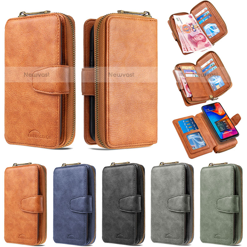 Leather Case Stands Flip Cover Holder B10F for Samsung Galaxy A20