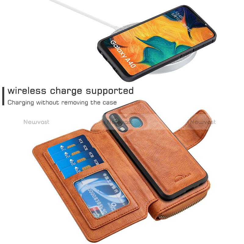 Leather Case Stands Flip Cover Holder B10F for Samsung Galaxy A40