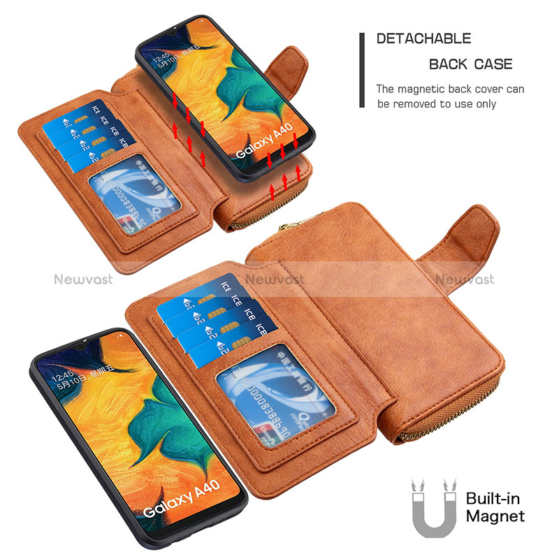 Leather Case Stands Flip Cover Holder B10F for Samsung Galaxy A40