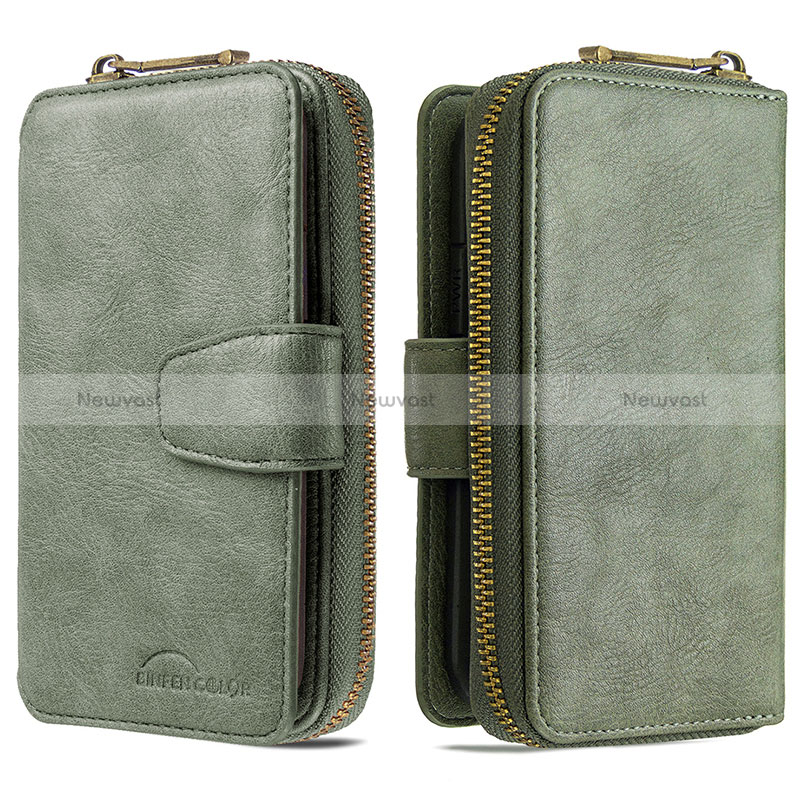 Leather Case Stands Flip Cover Holder B10F for Samsung Galaxy M60s Green