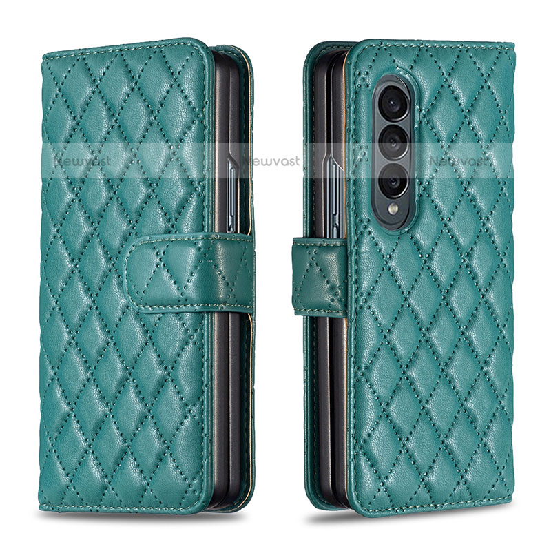 Leather Case Stands Flip Cover Holder B10F for Samsung Galaxy Z Fold3 5G Green