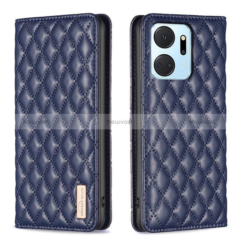 Leather Case Stands Flip Cover Holder B11F for Huawei Honor X7a Blue