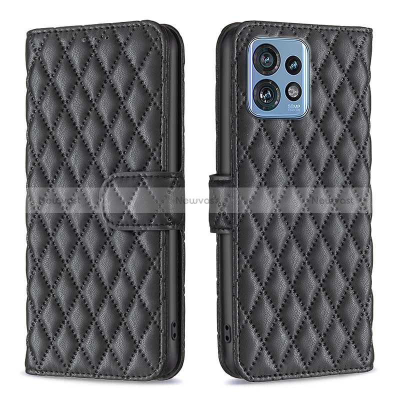 Leather Case Stands Flip Cover Holder B11F for Motorola Moto Edge 40 Pro 5G Black