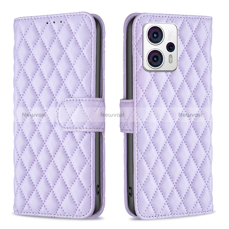 Leather Case Stands Flip Cover Holder B11F for Motorola Moto G13 Purple