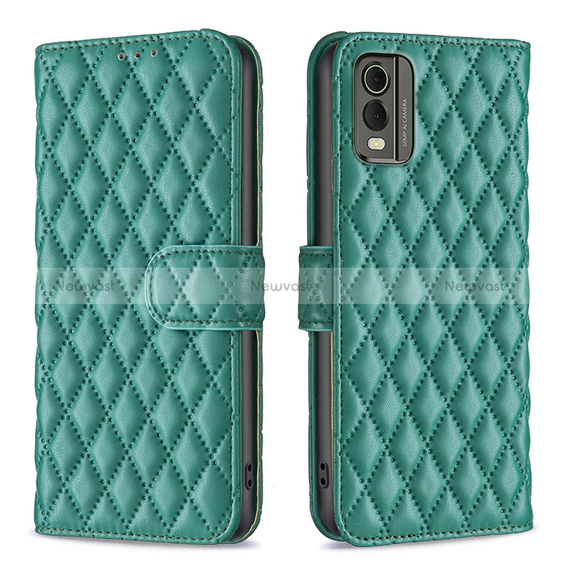 Leather Case Stands Flip Cover Holder B11F for Nokia C210 Green