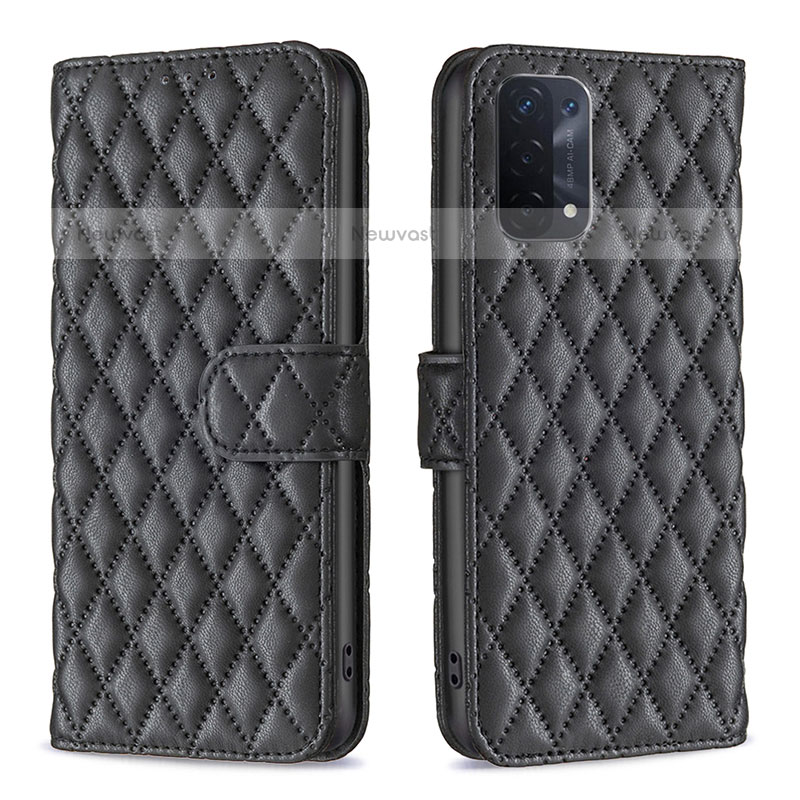Leather Case Stands Flip Cover Holder B11F for Oppo A93 5G Black