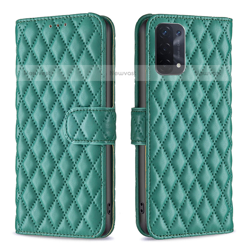 Leather Case Stands Flip Cover Holder B11F for Oppo A93 5G Green