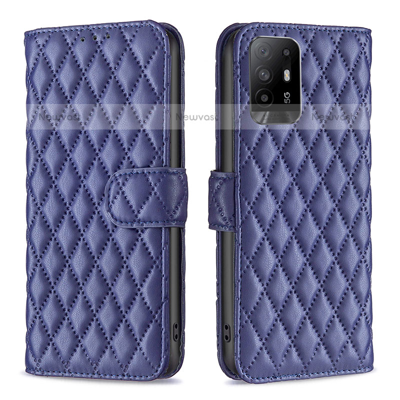 Leather Case Stands Flip Cover Holder B11F for Oppo A94 5G Blue