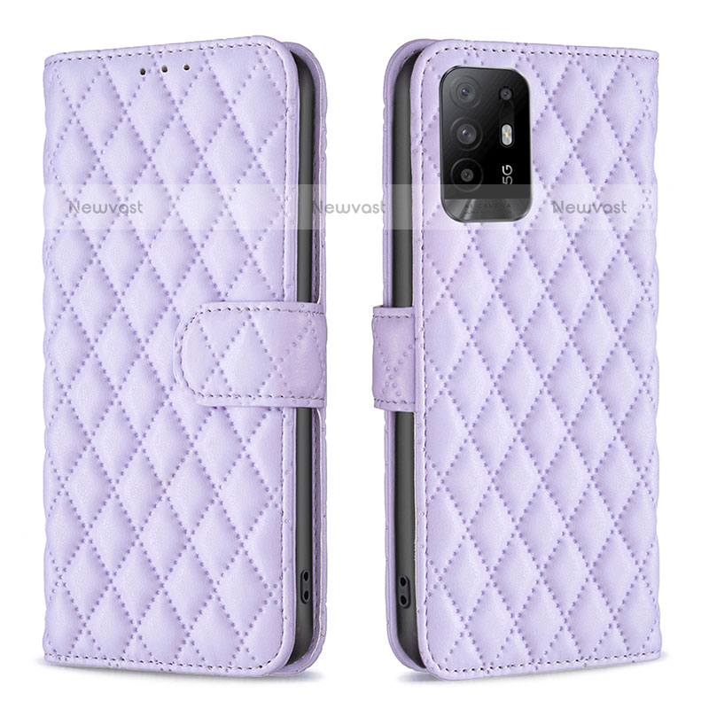 Leather Case Stands Flip Cover Holder B11F for Oppo A95 5G Purple