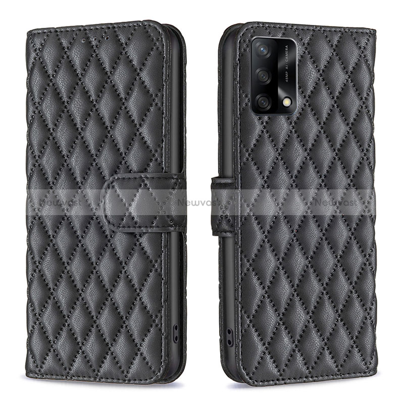 Leather Case Stands Flip Cover Holder B11F for Oppo F19 Black