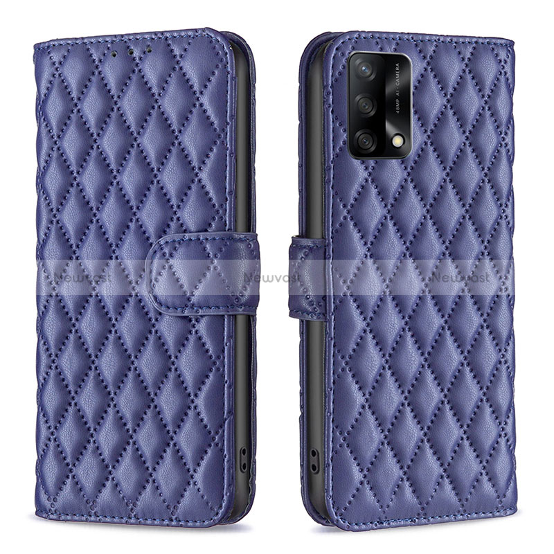 Leather Case Stands Flip Cover Holder B11F for Oppo F19 Blue