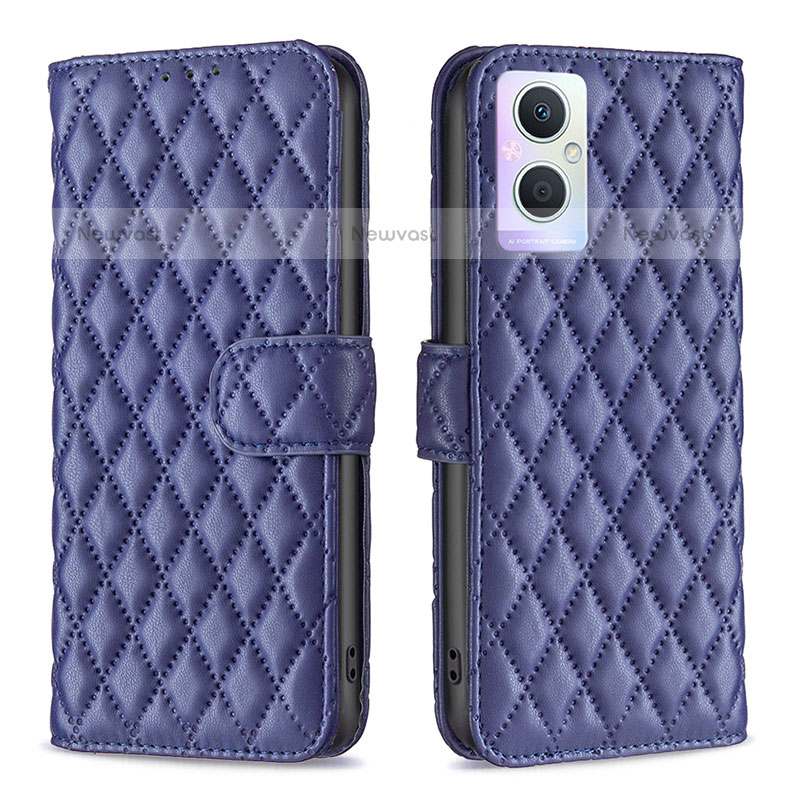 Leather Case Stands Flip Cover Holder B11F for Oppo F21s Pro 5G Blue