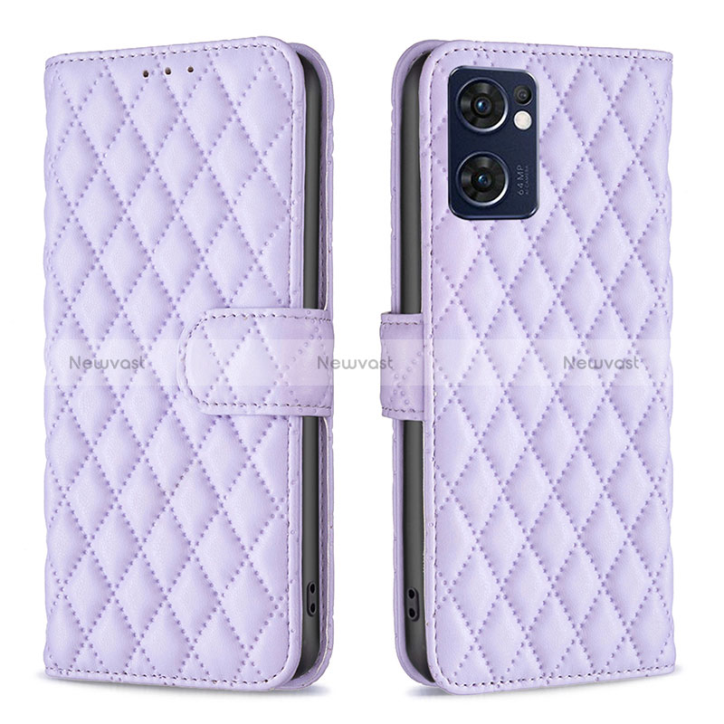 Leather Case Stands Flip Cover Holder B11F for Oppo Find X5 Lite 5G Purple