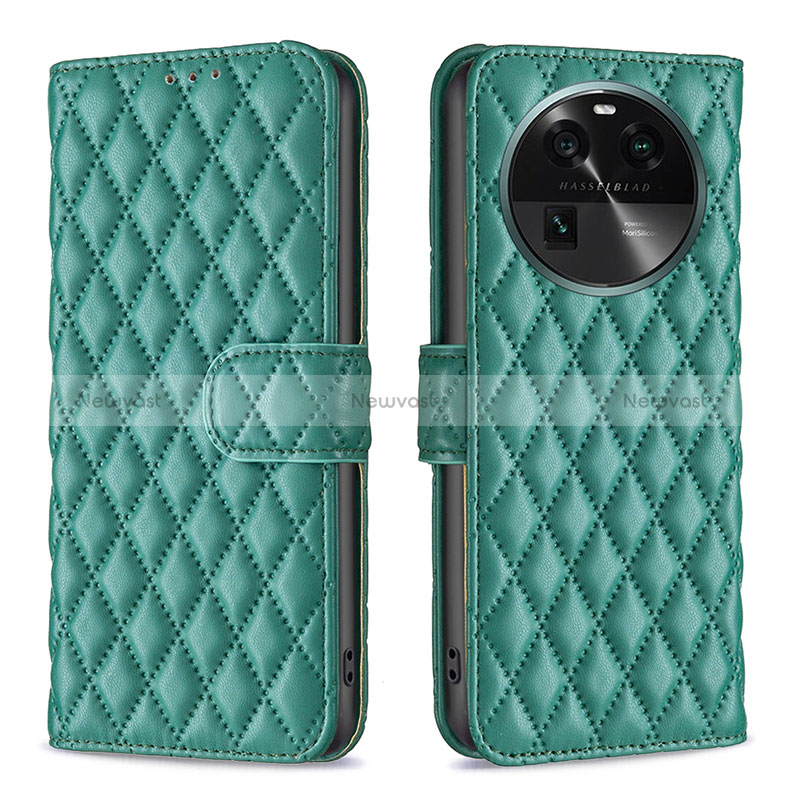 Leather Case Stands Flip Cover Holder B11F for Oppo Find X6 5G Green