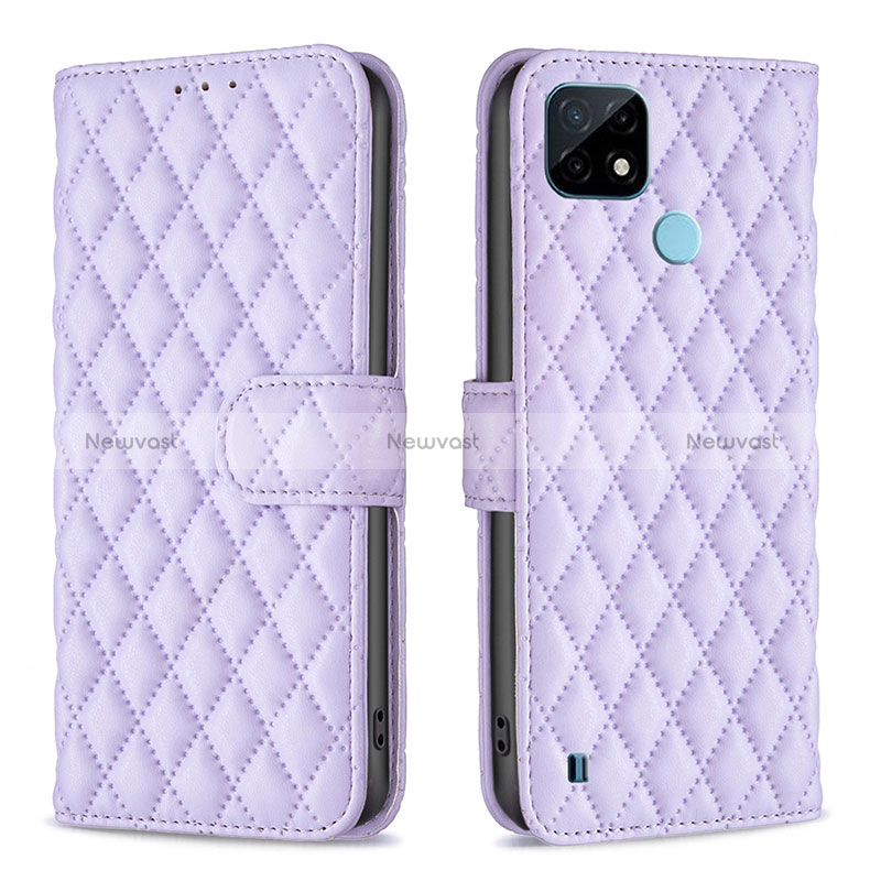 Leather Case Stands Flip Cover Holder B11F for Realme C21 Purple