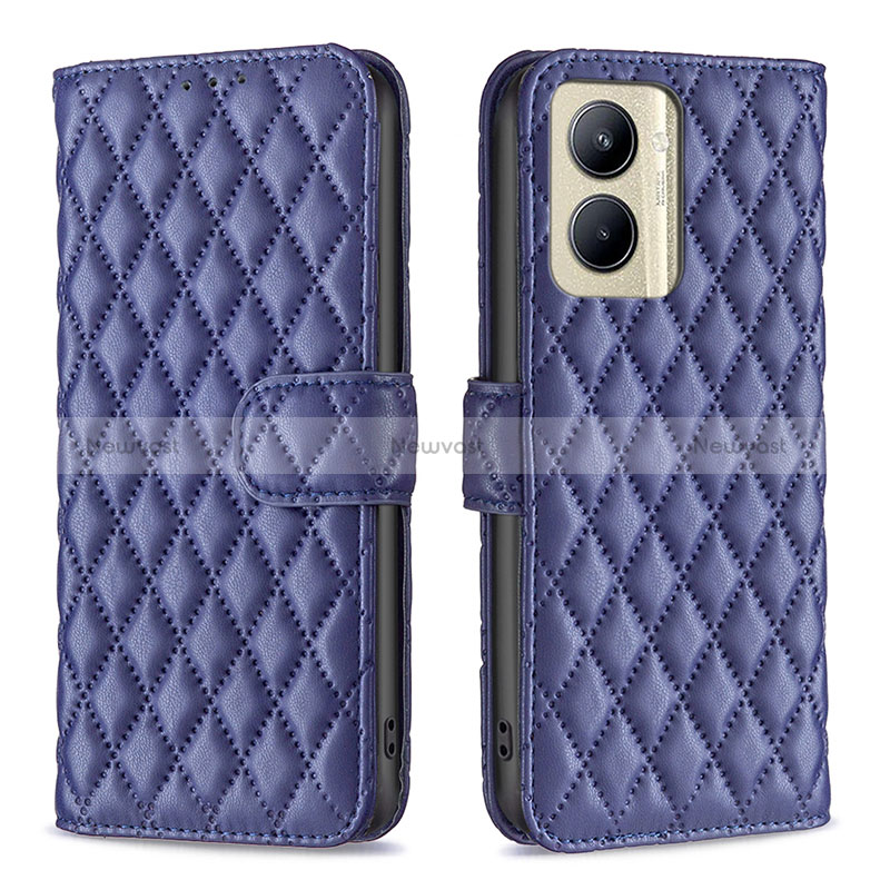 Leather Case Stands Flip Cover Holder B11F for Realme C33 (2023) Blue