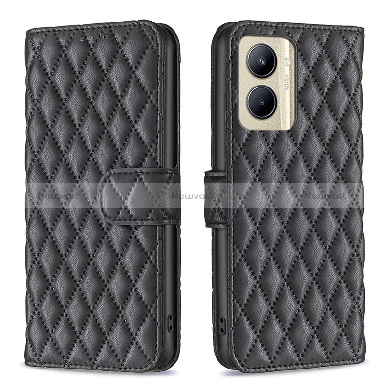 Leather Case Stands Flip Cover Holder B11F for Realme C33 Black