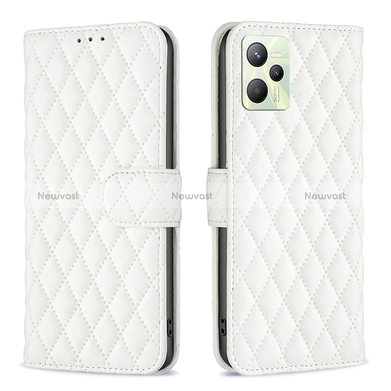 Leather Case Stands Flip Cover Holder B11F for Realme C35 White