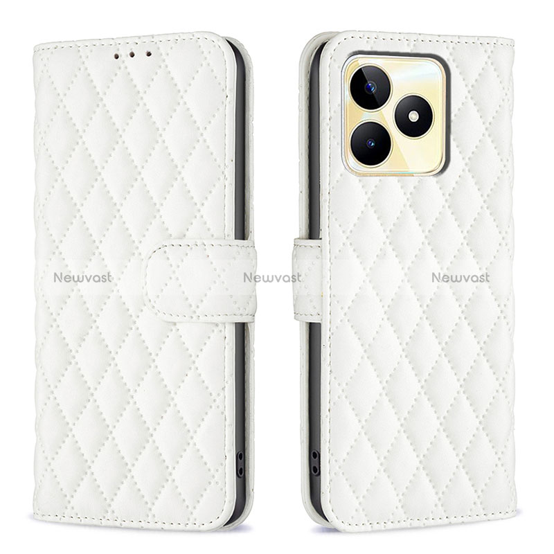 Leather Case Stands Flip Cover Holder B11F for Realme C51 White