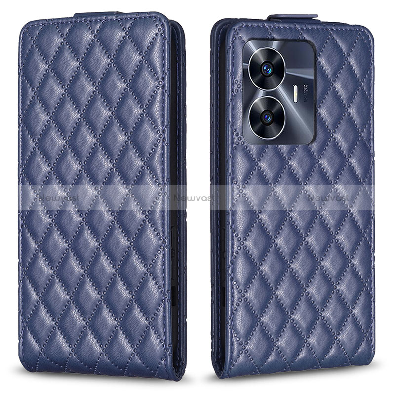 Leather Case Stands Flip Cover Holder B11F for Realme C55 Blue