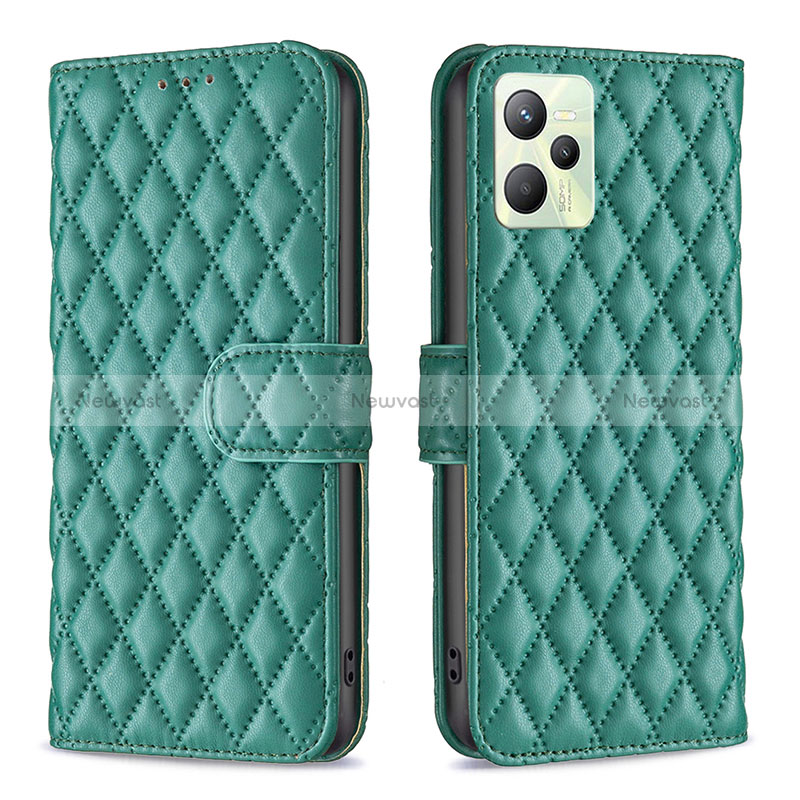 Leather Case Stands Flip Cover Holder B11F for Realme Narzo 50A Prime Green