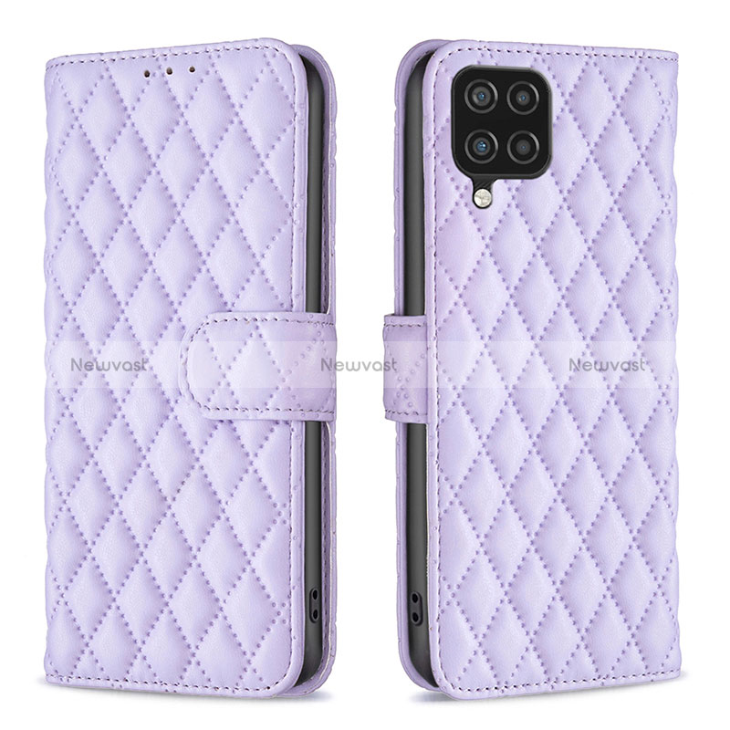 Leather Case Stands Flip Cover Holder B11F for Samsung Galaxy A12 Nacho Purple