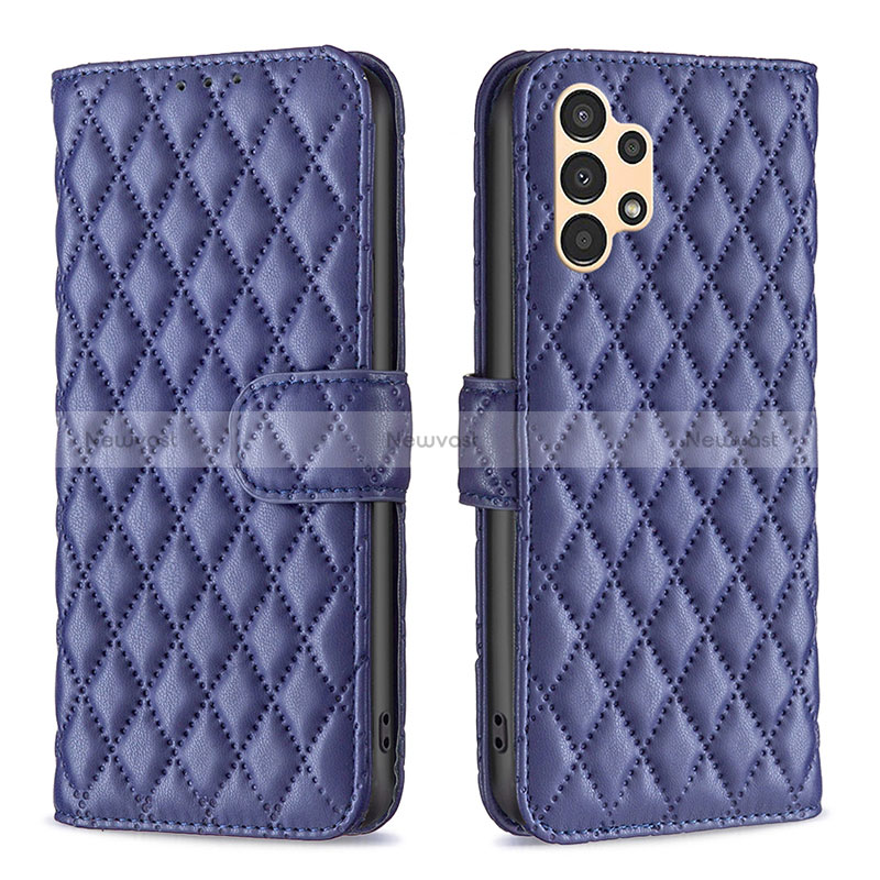 Leather Case Stands Flip Cover Holder B11F for Samsung Galaxy A13 4G Blue