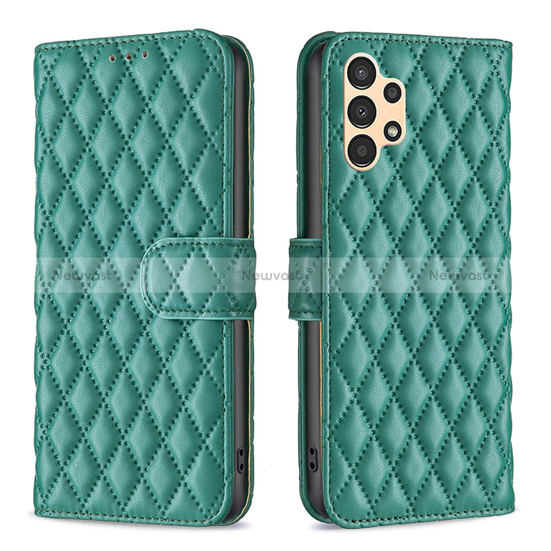 Leather Case Stands Flip Cover Holder B11F for Samsung Galaxy A13 4G Green