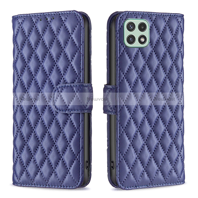 Leather Case Stands Flip Cover Holder B11F for Samsung Galaxy A22 5G Blue