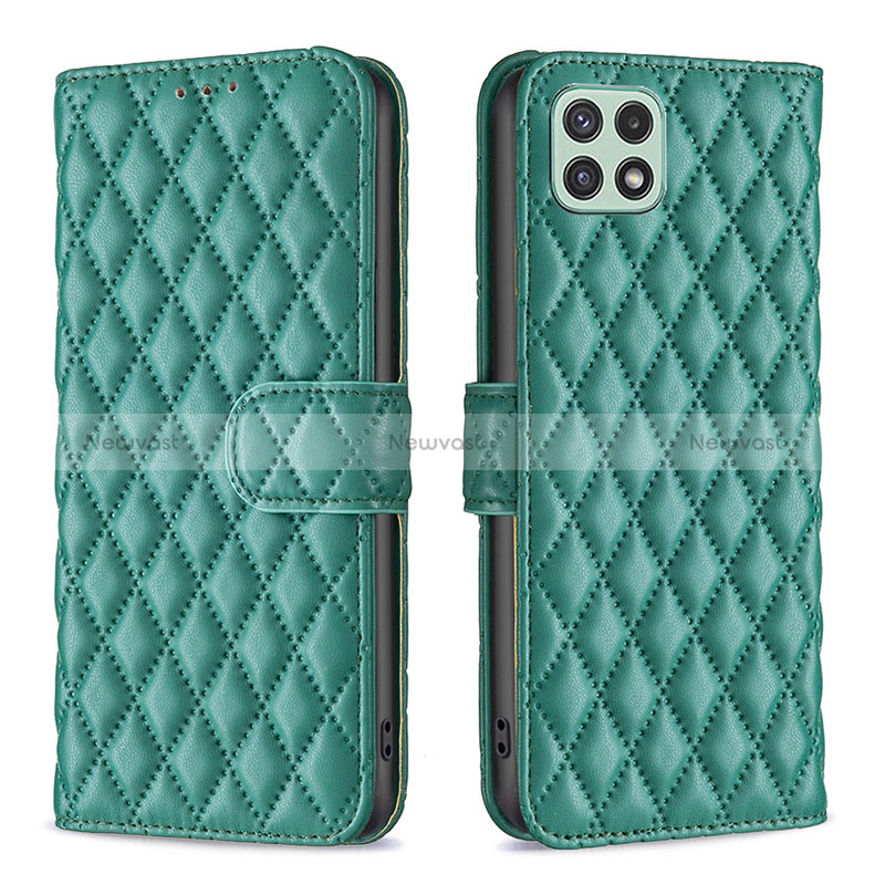 Leather Case Stands Flip Cover Holder B11F for Samsung Galaxy A22 5G Green