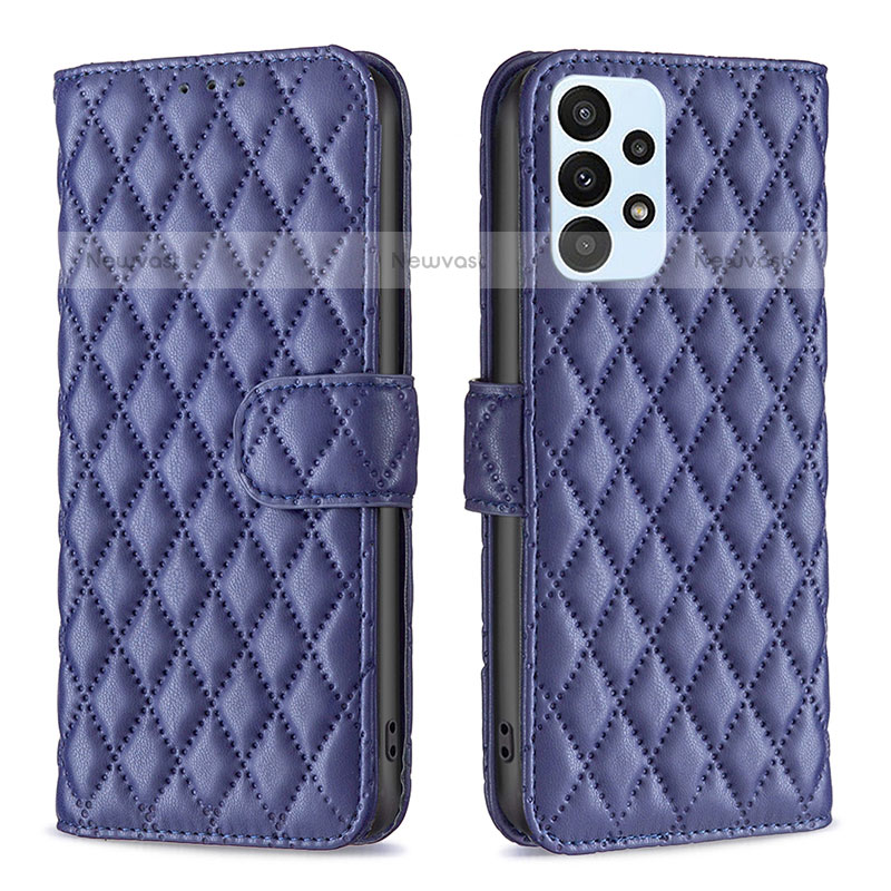 Leather Case Stands Flip Cover Holder B11F for Samsung Galaxy A23 5G Blue