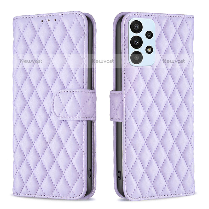 Leather Case Stands Flip Cover Holder B11F for Samsung Galaxy A23 5G Purple