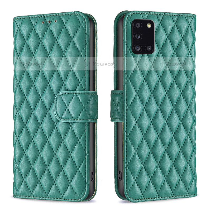 Leather Case Stands Flip Cover Holder B11F for Samsung Galaxy A31 Green