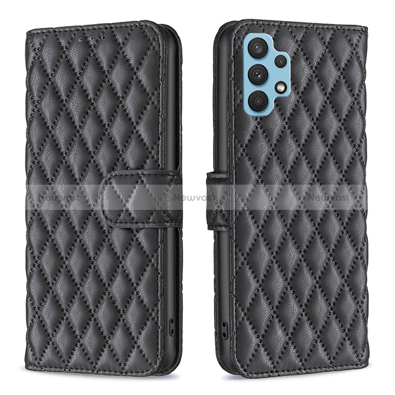 Leather Case Stands Flip Cover Holder B11F for Samsung Galaxy A32 4G Black