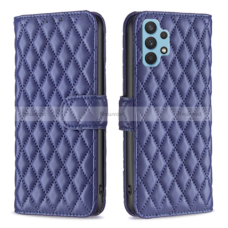 Leather Case Stands Flip Cover Holder B11F for Samsung Galaxy A32 4G Blue