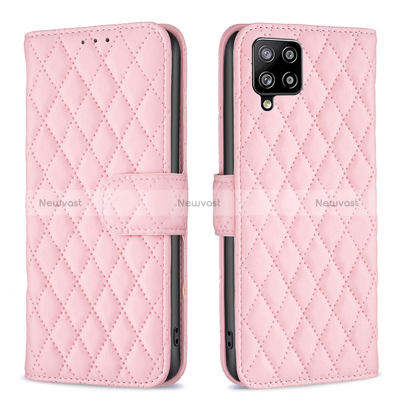 Leather Case Stands Flip Cover Holder B11F for Samsung Galaxy A42 5G Rose Gold