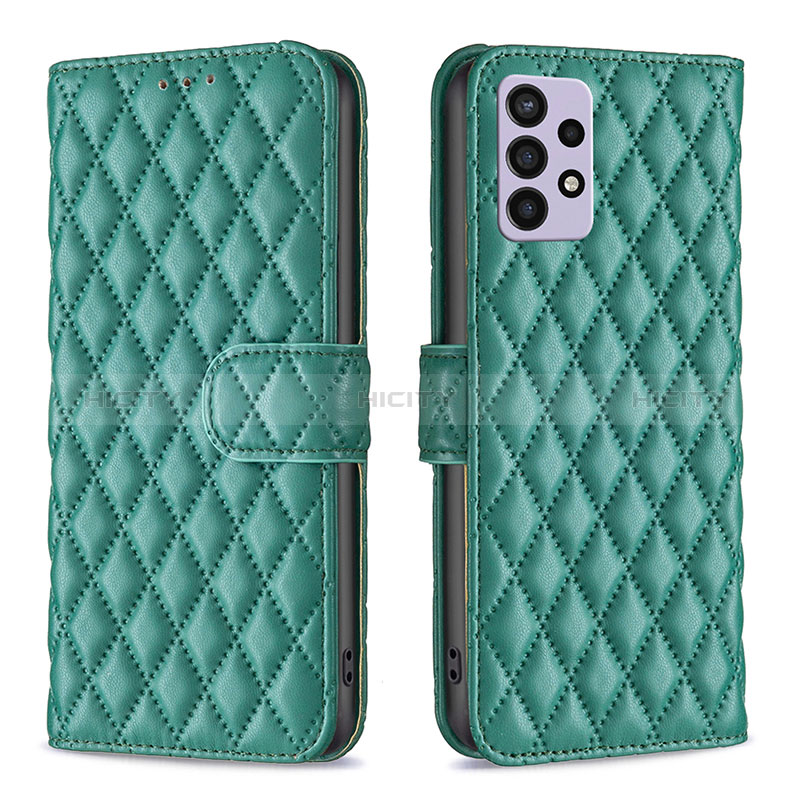 Leather Case Stands Flip Cover Holder B11F for Samsung Galaxy A72 4G Green